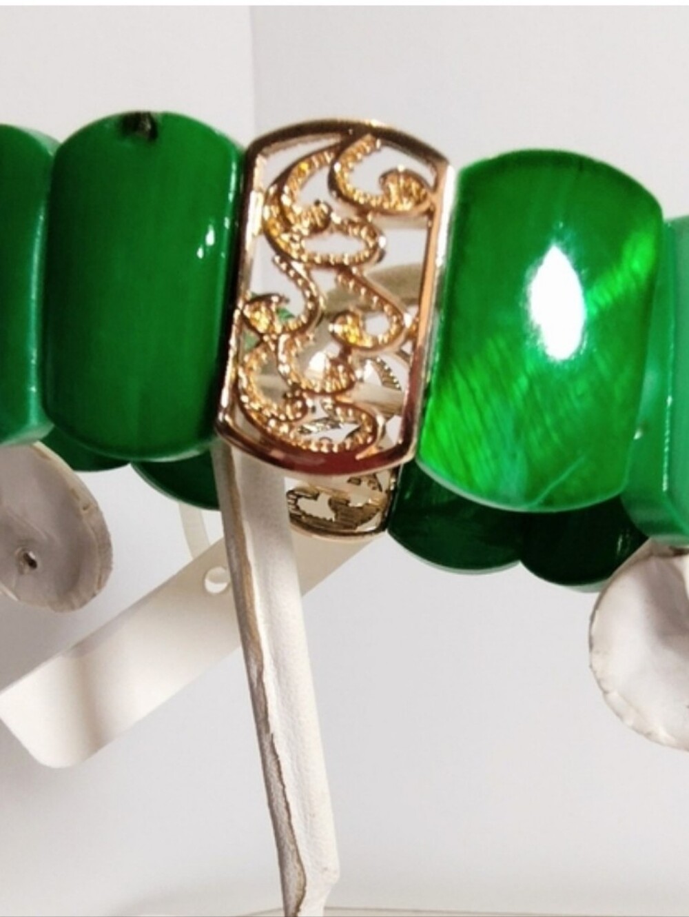 Green and Gold Stretch Bracelet